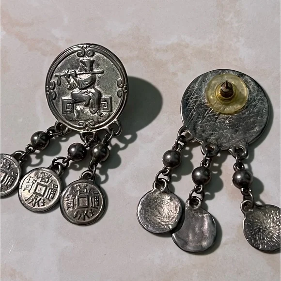 Vintage Tribal/Bohemian Chinese Silver Earrings - Picture 3 of 4